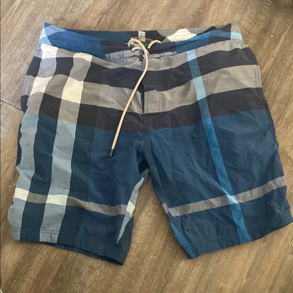 Burberry Blue and Black Board Shorts Quick-Dry Swimwear